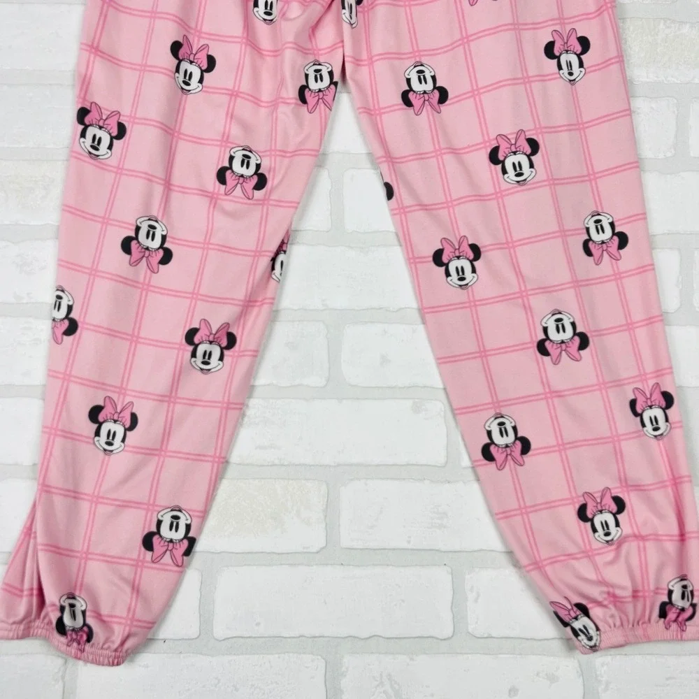 Disney Minnie Mouse Pink Plaid Pajama Set Long Sleeve Top & Joggers Women XS - Picture 7 of 12